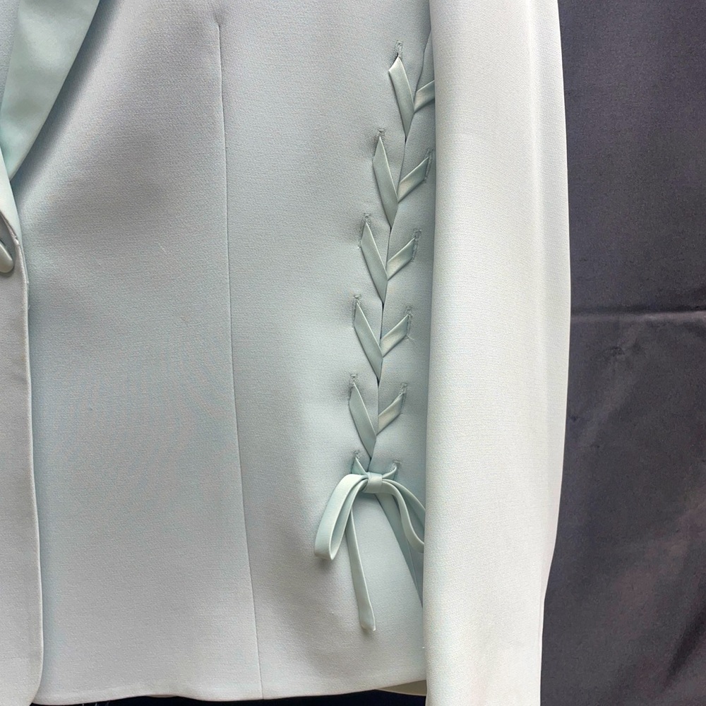 Vintage Albert Nipon Mint Green Bow Detail Blazer And Tank Top Set Sz 16 - Picture 9 of 9